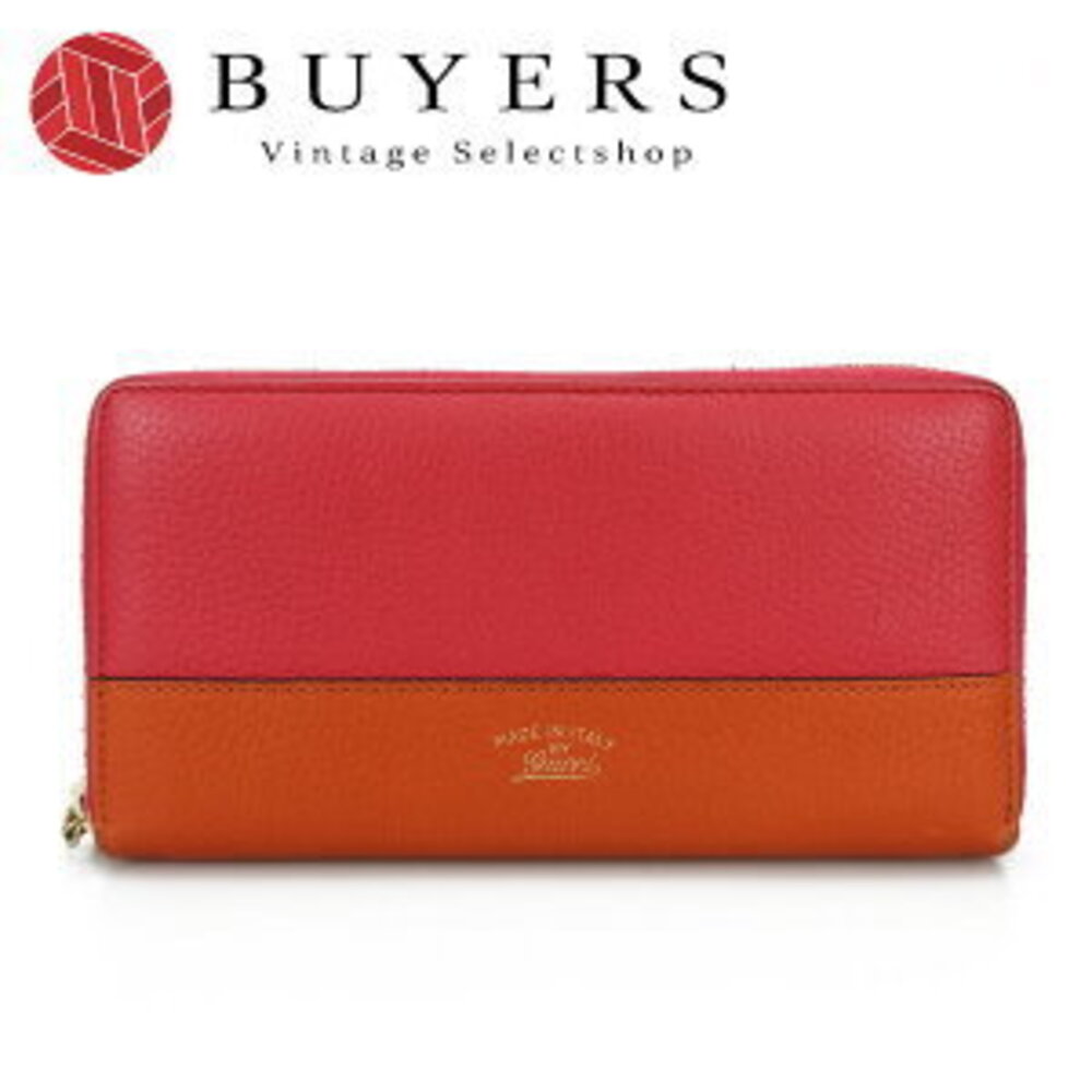 Gucci Zip Around Long Wallet Bamboo Tassel Zippy Orange Pink Two Tone